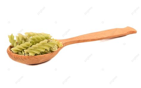 Green Fusilli Pasta In Spoon Green Spelt Scoop Photo Background And