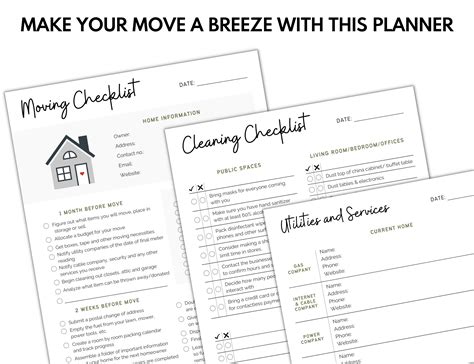 Moving Checklist Moving Planner Moving Binder Moving Etsy