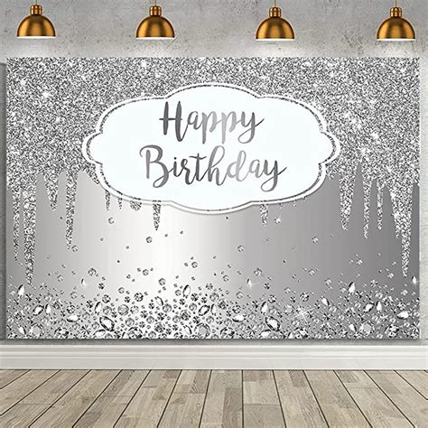 Amazon AIBIIN Silver Birthday Backdrop For Women Girl Silver