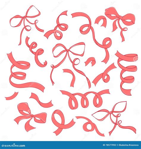 Hand Drawn Set Of Ribbons Stock Vector Illustration Of Collection