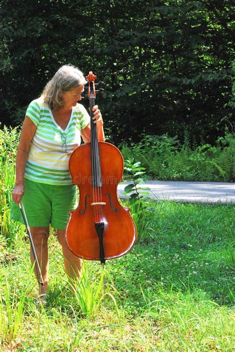 Female Cellist With Her Instrument Outside Stock Image Image Of