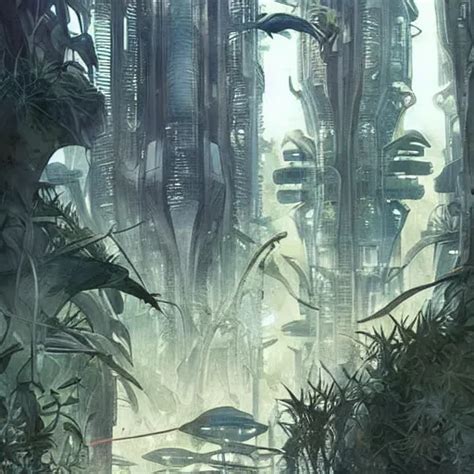 Beautiful Overgrown Futuristic Sci Fi City In Harmony Stable