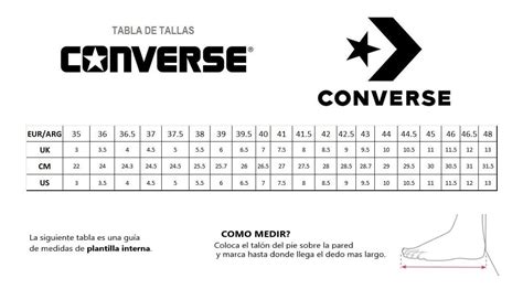 Venta Guia De Tallas Converse All Star En Stock