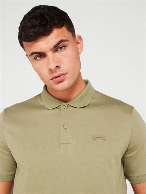 Calvin Klein Smooth Cotton Slim Fit Polo Shirt Light Khaki Uk