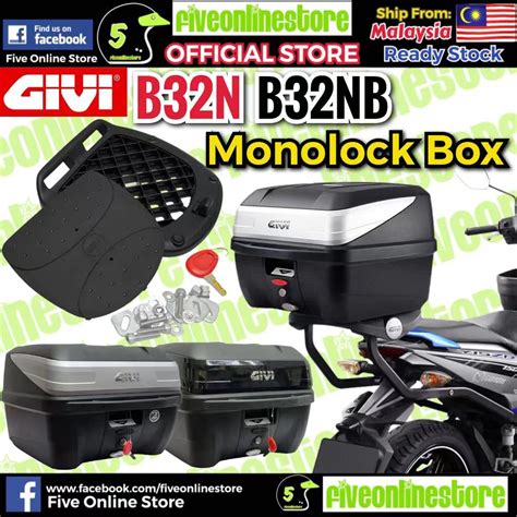 GIVI Box B32N B32NB 32Ltr Bold Rear Monolock Box With Base Plate