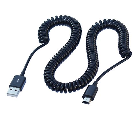 M Elbow Spring Coiled Usb Male To Mini Usb Pin Data Sync Charger