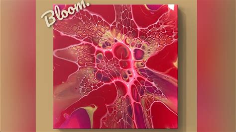 638 Red Bloom With Water And Paint Cell Activator Acrylic Pouring