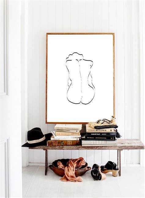 Nude Art Black And White Prints Nude Line Drawing Figure Etsy