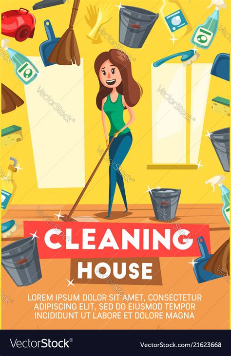 Cleaning House Service Poster Royalty Free Vector Image