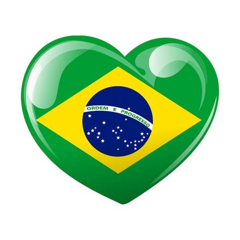 Bandera de brasil en forma de corazón corazón con vector de ilustración