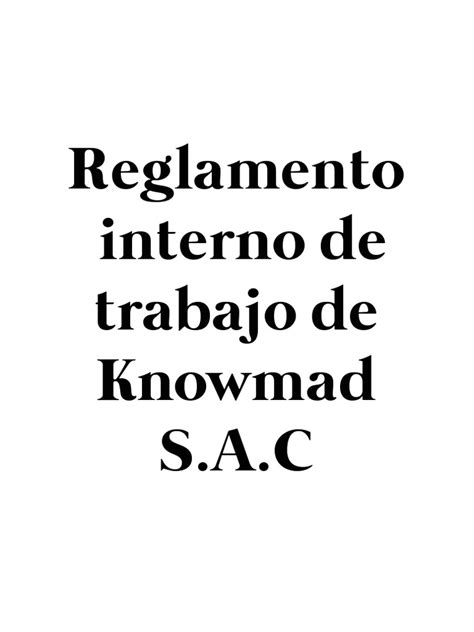 Reglamento Interno De Trabajo Pdf