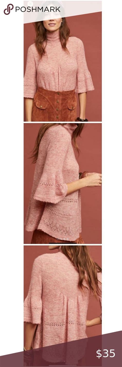 Anthropologie Pink Wool Whitby Turtleneck Sweater Sweaters Alpaca