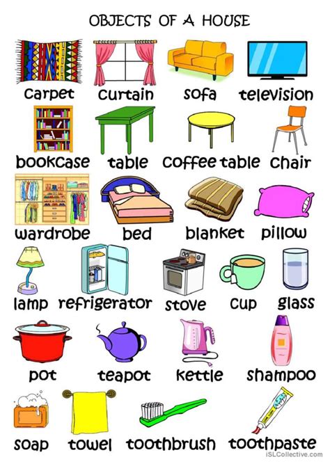 Objects Of A House English Esl Worksheets Pdf Doc