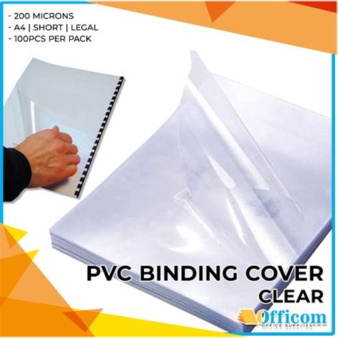 200 Microns OFFICOM PVC Binding Cover 100 Sheets Per Pack SHORT A4