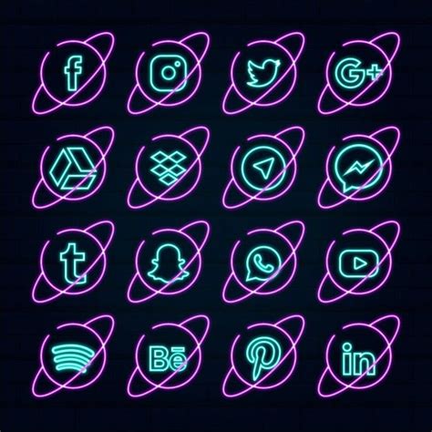 Neon Social Media Icons Social Media Icons Media Icon