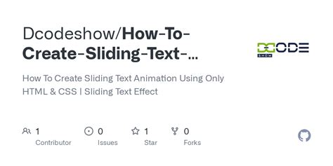 GitHub Dcodeshow How To Create Sliding Text Animation Using Only HTML