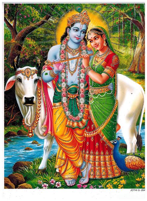 Radha Krishna With Cow Poster Religious Poster Hindu God Etsy