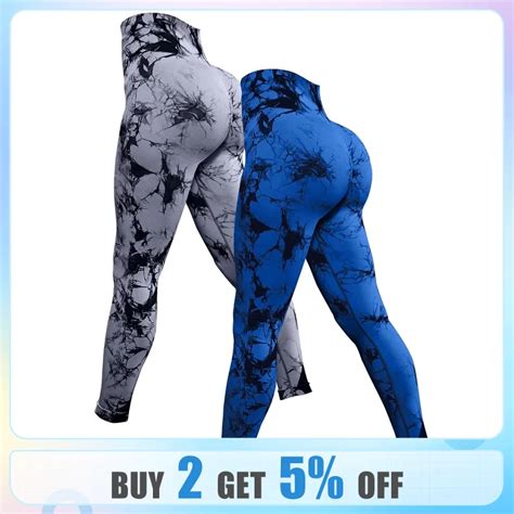 Tie Dye Yoga Hosen Sport Leggings 2 St Ck Nahtlose Hohe Taille Push Up