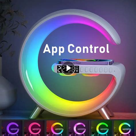 Led App Control Rgb Night Light Wireless Charger Alarm Clock Desk Lamp