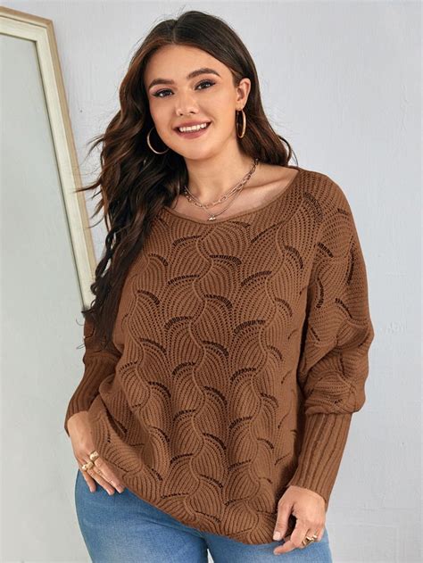 Coffee Brown Casual Long Sleeve Polyester Plain Pullovers Embellished