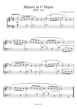 Minuet In G Major Bwv Free Sheet Music Pianocoda