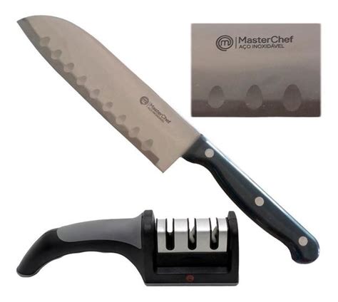 Faca Santoku Official Knife Cozinha Churrasco Afiador Fases