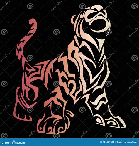 Tiger stencil art stock vector. Illustration of symbol - 120589355