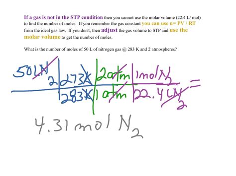 Finding Gas Moles From Nonstandard Conditions Chemistry Gas Laws Science Showme