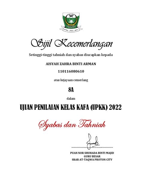 Sijil 8a Upkk 2022 Pdf