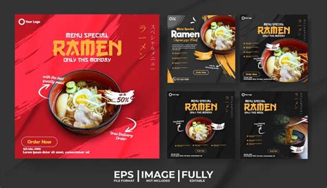 Premium Vector Ramen Japannese Food Menu Template With Food Pattern