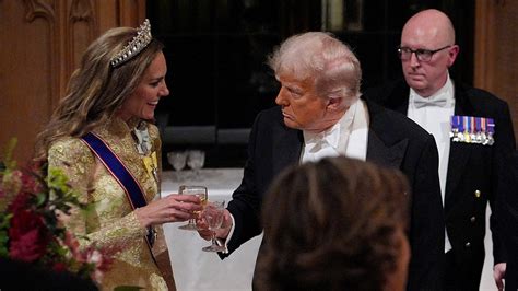 Royal Jewels Shine At Windsor Castle State Banquet For Trump Visit