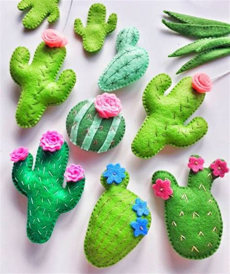 5 Moldes De Cactos Em Feltro Diy Molde Para Imprimir Artesanato