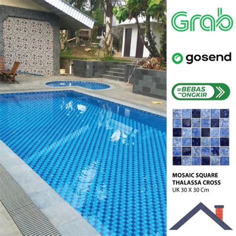 Jual Keramik Mozaik Mosaik Mosaic Kolam Renang Biru Thalassa Cross