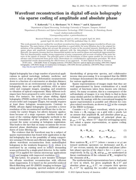 PDF Wavefront Reconstruction In Digital Off Axis Holography Via