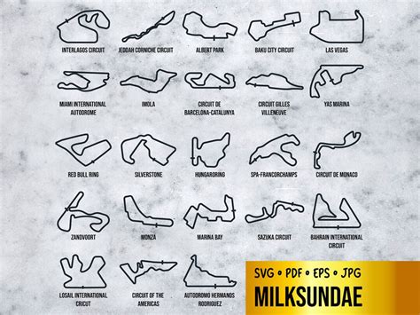 Formula 1 Race Tracks Vector Grandprix Clipart Racetracks SVG Bundle