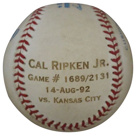 Cal Ripken Jr Autographed Orioles American League Baseball Engraved