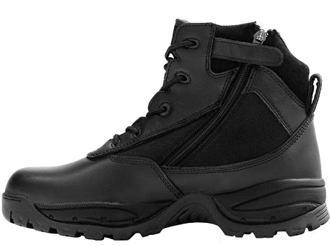 Mens 6 Black Waterproof Tactical Police Duty Work Boots With Zipper