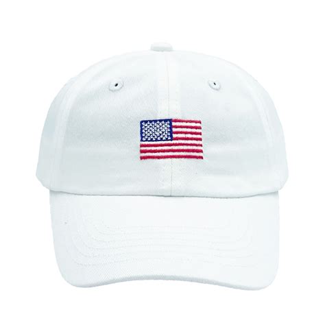 American Flag Embroidered White Baseball Hat for Adults – Patriotic USA