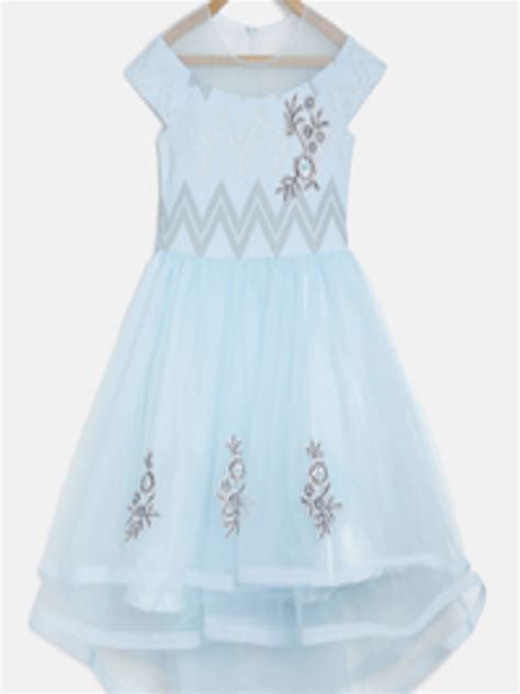 Buy Peppermint Girls Blue Embellished Fit And Flare Dress Dresses For