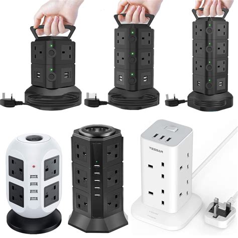 Tessan Extension Plug Power Strip Tower Multi Plug Adapter Tower Surge