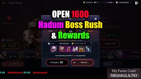 Black Desert Mobile Open 1600 Hadum Boss Rush Rewards YouTube