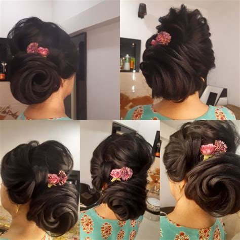 Rose hairstyle multilayered | Rose hair, Indian bridal hairstyles ...