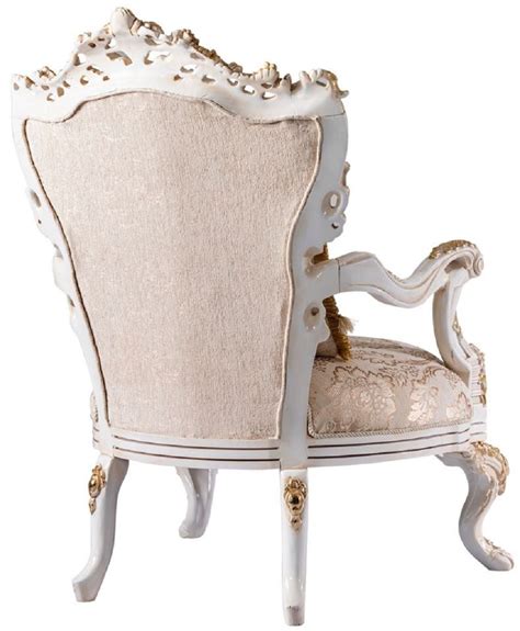 Casa Padrino Luxus Barock Sessel Beige Weiß Gold Prunkvoller