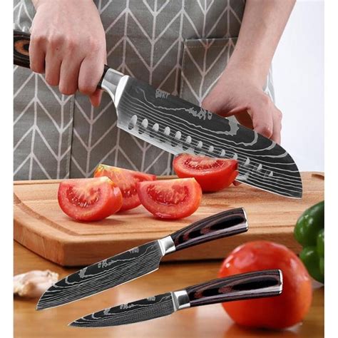 Jual Pisau Dapur Chef Damascus Pattern Inch Santoku Knife Shopee