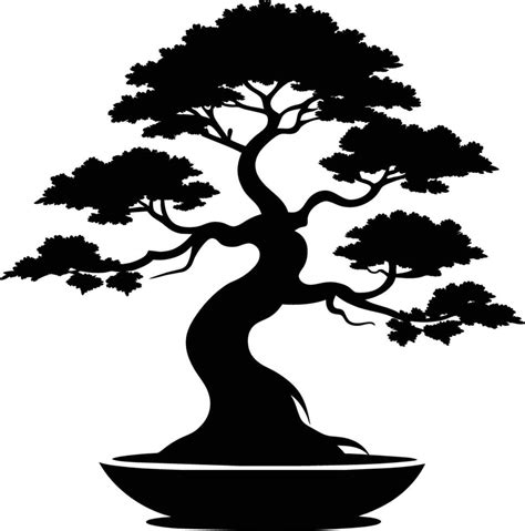 A Black Silhouette Of A Bonsai Tree Vector Art At Vecteezy