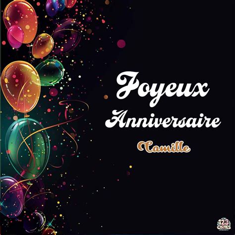 Ballons Color S Aquarelle Avec Le Texte Joyeux Anniversaire Camille