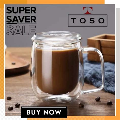 Promo Gelas Double Wall 300Ml Tutup Kaca Teh Kopi Cup Coffee Tea