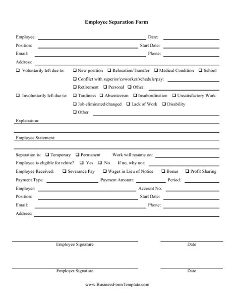 Employee Separation Form Fill Out Sign Online And Download Pdf Templateroller