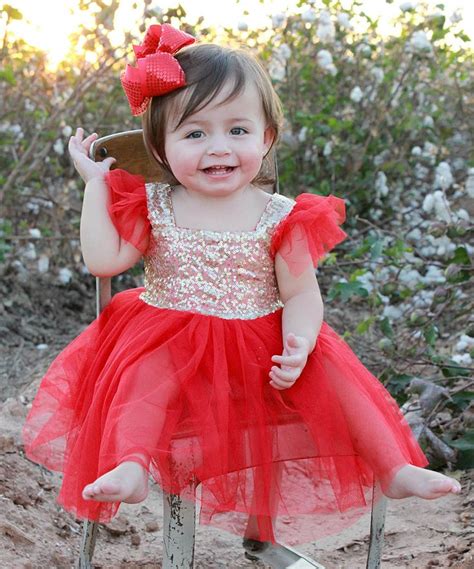 Just Couture Red And Gold Sequin Sparkle Dress Infant Toddler And Girls