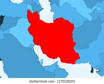 Lebanon Red On Blue Political Map Stock Illustration